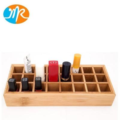 China Sustainable Bamboo Lipstick Holder 24 Slot Lipstick Organizer and Cosmetic Makeup Organizer for Lip Gloss Oil Rollers and More for sale