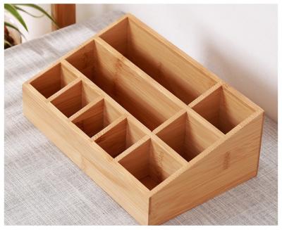 China Sustainable Desktop Makeup Organizer Bamboo Wooden Box for sale