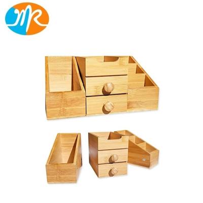 China Viable Bamboo Organizer Storage for Magnetic Vanity Tray Practical Makeup Organizer of 3 Pieces Bathroom Makeup Jewelry for sale