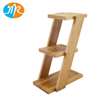 China 3 Tier Stand Living Room Corner Shelf Storage Desktop Display Plant Bamboo Sustainable Plant Pot Rack for sale