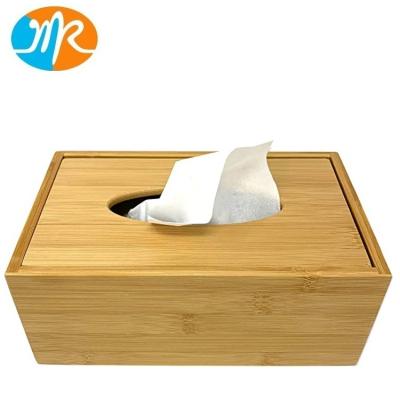 China Minimalist Bamboo Tissue Holder Tissue Box Lid Pull Cube Dispenser Organizer for Bathroom Office Kitchen for sale