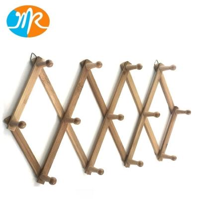 China Accordion Style Bamboo Expanding COAT RACK Rack Holder Wall Mounted Hooks For Hat Belt Umbrella Coffee Cup for sale