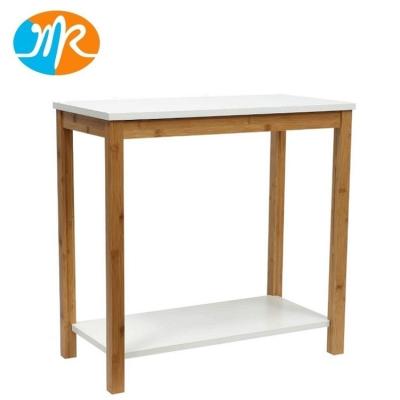 China Minimalist Bamboo Side Table Console Table 2-Tier End Accent Side Table With Storage Shelf for sale