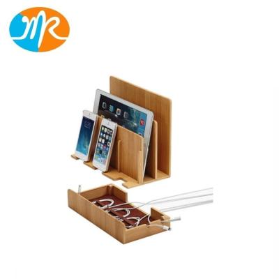 China Adjustable Mobile Phone Ipad Charging Station Holder Bamboo Stand for sale