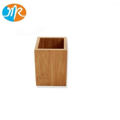 China Square Bamboo Pen Holder Desktop Pen Storage Holder Pencil Organizer Holder Container for sale