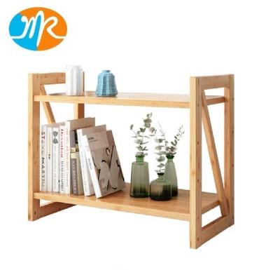 China Modern Office Shelf Desk Shelf Bamboo Organizer Storage for Office Home 2 Layers Bookshelf for sale