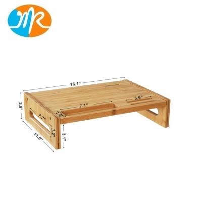 China Modern Bamboo Monitor Stand Riser Desk Desk Organizer with Storage Slots for Computer Laptop TV for sale