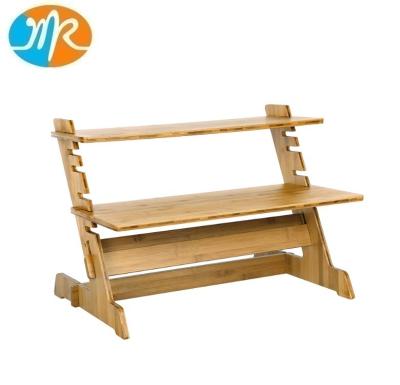 China (Size)Regular Computer Desk Monitor Stand Adjustable Bamboo Riser Standing Stand Up Height Adjustable Desktop Laptop for sale