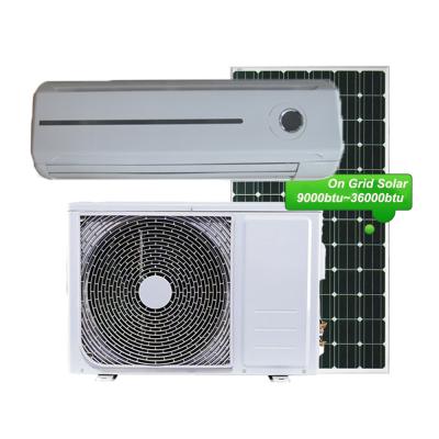 China DC Inverter Solar Air Conditioner 9000BTU 12000BTU 18000BTU 24000BTU DC Inverter Split Type On Grid Solar Air Conditioner for sale