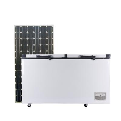 China Hotel 698L Factory Direct Solar Power Double Door Chest Freezer Solar DC Freezer for sale