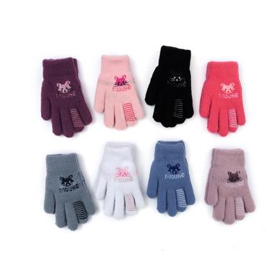 China Jacquard Custom Thickened Double Mittens Stretch Gloves Jacquard Cartoon Mouse Wool Knitted Warm Gloves for sale