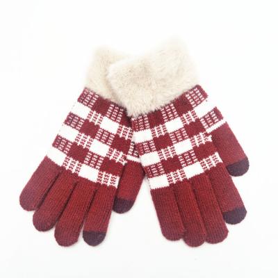 China Wholesale Plaid Plaid Touch Screen Gloves Jacquard Knitted Winter Warm Touch Gloves for sale