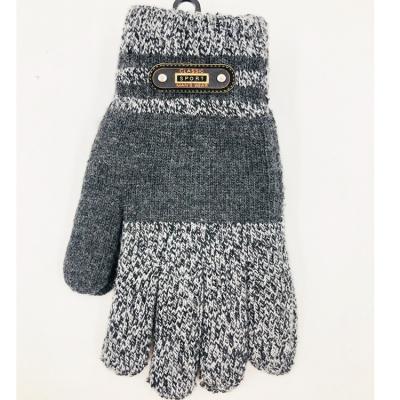 China Soft-feel directly factory sale winter gloves men's blend knit gloves for cold weather with PU label for sale