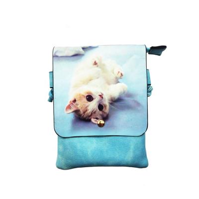 China Custom PU Cat Printed Small Crossbody Bags For Girl Pattern Messenger Bag For Phone Female Animal Bag for sale