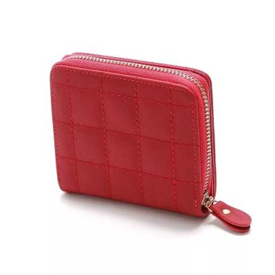 China Women 2021 Waterproof Coin Purse Clutch Zipper Leather Pinch Wallet Female Plaid Bag Card Holder Small Wallet for sale