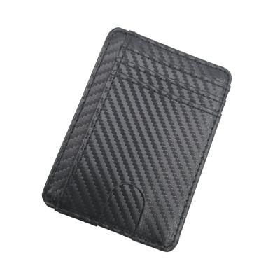 China RFID Credit Card Carbon Fiber Texture Card Holder Wallets Business Bank Simple Unisex Genuine Leather Card Holder for sale