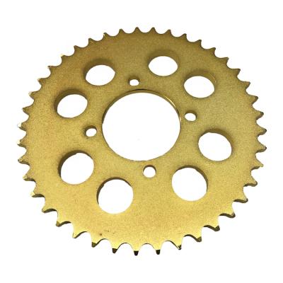 China A3 Steel/1045 Steel High Performance Motorcycle Chain And Sprocket WAVE/DREAM 110/125 /SNIPER-150 Sprocket Gold Color for sale