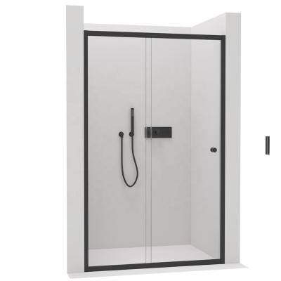 China Design Modern Safe Transparent Single Tempered Glass Door Free Black Arch Bathroom Shower Enclosure for sale