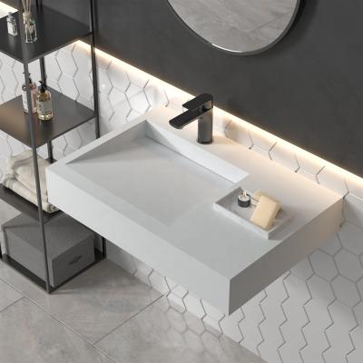 China 2023 New Design Wall Hung Vanity Modern Eco-Friendly Modern Bathroom Resin Solid Outdoor Resin Stone Marble Stone Hung Sink for sale