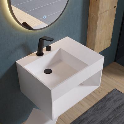 China Factory Supply Bathroom Art Lavatory Modern Solid Outdoor Resin Sink Wall Hit Stone Sinks for sale