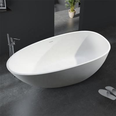 China High Shiny Stone Surface Design Stone Bathtub Simple Matte Artificial Marble Freestanding Bathtub Solid Oval Clean Easy Bathtub for sale