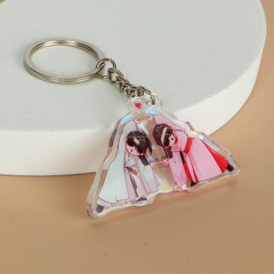 China Promotion Gift Anime Mugs Photo Key Chain Two Side Printing Transparent Acrylic Holder Studded for sale