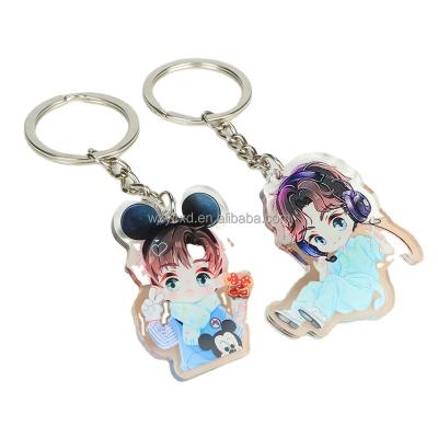 China Wholesale Promotion Gift Holographic Acrylic Color Shaker Key Chain Custom Logo Frosted Double Sided for sale