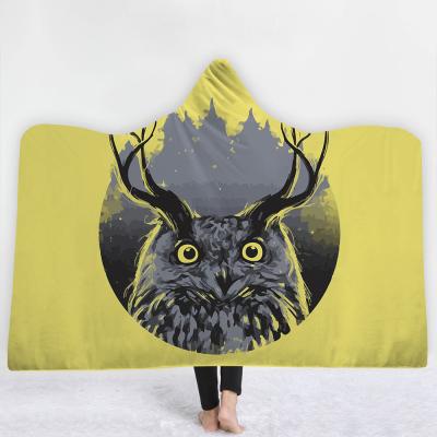 China owl children's adult hooded blanket velvet fabric rectangular hand washable for sale