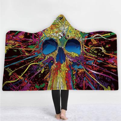 China Skull children's adult hooded blanket velvet fabric rectangular hand washable for sale