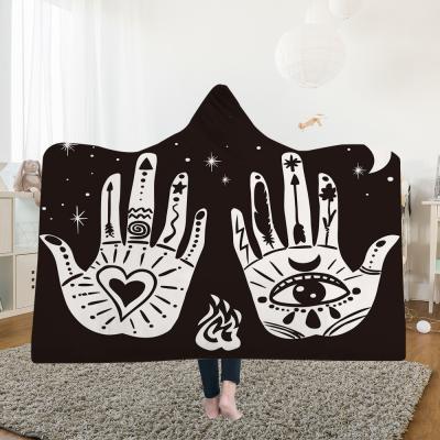 China Palm state children's adult hooded blanket velvet fabric rectangular hand washable for sale