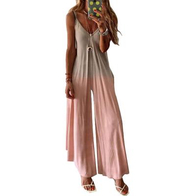 China 2021 Breathable New Polyester Hollow Out Fashionable Summer Wide Leg Design Woman Backless Harness One-Piece Overalls for sale