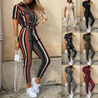 China 2021 New Polyester Breathable Summer Short Sleeve Plus Size Sports Bodycon Jumpsuit One Piece Playsuit V-Neck Knitted for sale