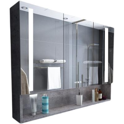 China Eco-friendly Square Ambient Light Mirror Cabinet Bathroom Mirror LED Bathroom Cabinet Assembly Storage Cabinet for sale