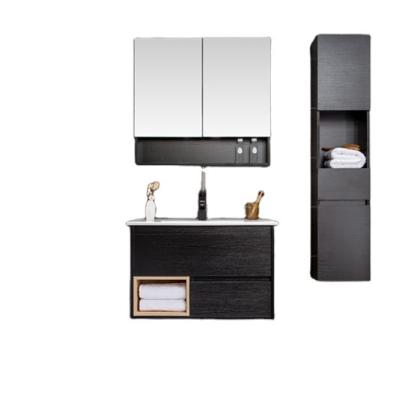 China Modern Luxury Hotel Wall Hung Washroom Single Sink Bathroom Vanity With Mirror for sale