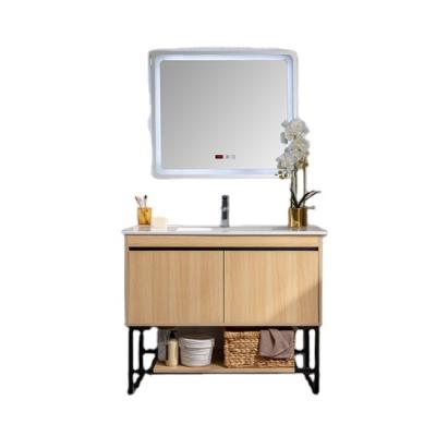 China 2021 Modern Morden Bathroom Vanity Cabinet With LED Mirror Cabinet for sale