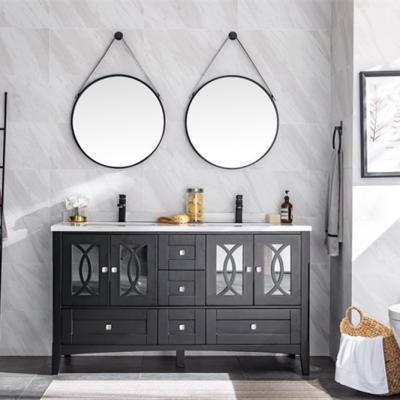 China Junchuang Modern American Style Solid Wood Bathroom Vanity for sale