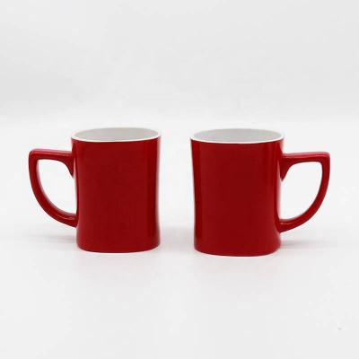 China Square Shape Promotion Viable Red Glazed Ceramic Coffee Mug for sale