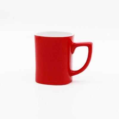 China Viable Square Mouth Logo Gift Mug Red Glazed Ceramic Mug Customized Large Customized Promotional Coffee Mug for sale