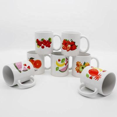 China Viable Custom Printed Cup Mug With Logo 11oz Printing Flowers And Fruits Promotional Coffee Mugs for sale