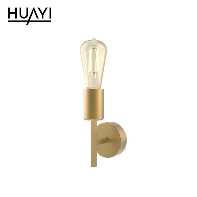 China HUAYI Modern Promotional Prices LED Source Iron Bedroom Luster Gold Living Room E27 Luxury Modern Wall Lamp for sale