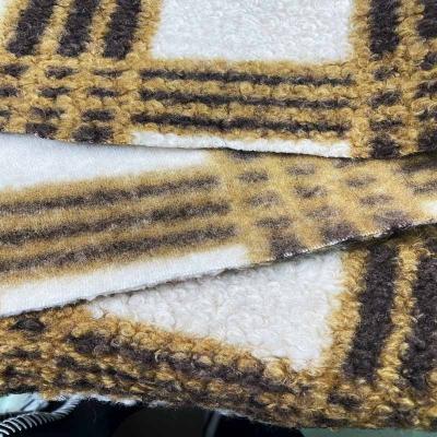 China 100% Durable High End Hot Selling Polyester Grid Dyed Warm Comfortable Knit Hoop Boucle Teddy Sherpa Fleece For Garment for sale