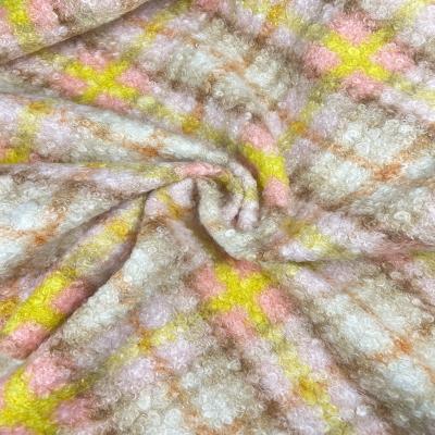 China Wholesale custom made print 100%polyester plaid knit circle loop teddy sherpa fleece fabric for women clothes for sale