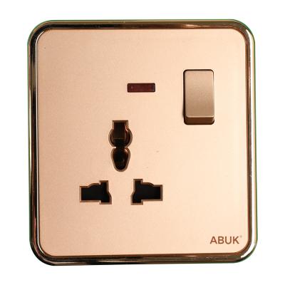 China ABUK Residential/Multipurpose Universal Wall Switched Socket Push Button 13A 250V Electrical Outlet Metal Home With Plastic Material Neon Sign for sale