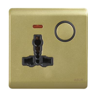 China ABUK Residential/General Purpose Universal Standard Switched Socket Outlet 250V 13A Electrical Single Socket Wall Outlet With Neon for sale