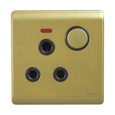 China ABUK Single Socket Outlet 250V 15A Wall Socket Residential / General Purpose Electric UK Standard Socket With 3*3 Inches Neon for sale