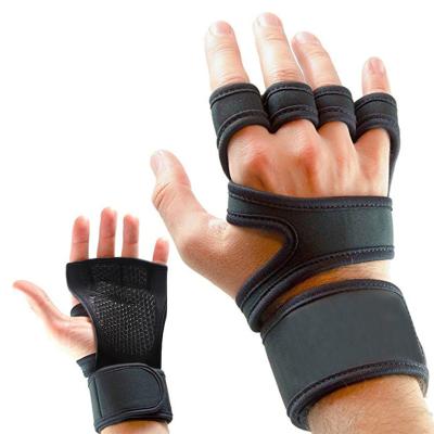 China TENNEIGHT Anti-Slip Sports Long Wrist Big Grip Long Grip Weightlifting Fingerless Gym Fitness Gym Weightlifting Retraining Gloves for sale