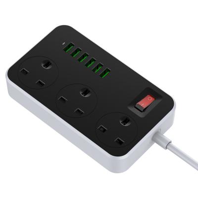 China Hot Selling 6 USB Ports LDNIO Charging UK Power Extension Plug For UK With 6 USB Power Strip for sale