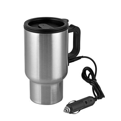 China Business 450ml 12V Stainless Steel Electric Smart Car Tumbler Mug With Electric Heating Plug Water Electric Car Cup for sale