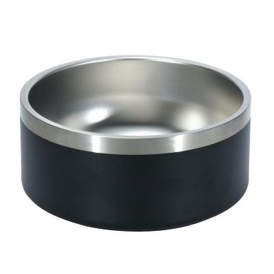 China PORTABLE Amazon Hit Powder Coated Stainless Steel Double Wall Insulate Dog Pet Bowl Food Bowl With Non Slip Rubber Base Bottom for sale