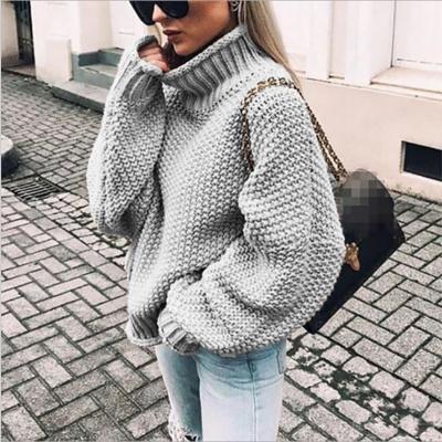 China Sale Fashionable Women's Turtle Neck Chunky Sweaters Oversized Warm Winter Anti-Shrink Casual Long Sleeve Knit Pullover Sweater for sale